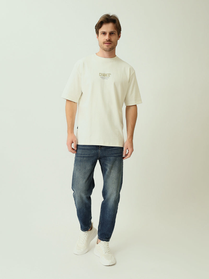 T-Shirt Homme Oversize à Manches Courtes avec Imprimé Minimaliste - TSH25SPRO20320TM1