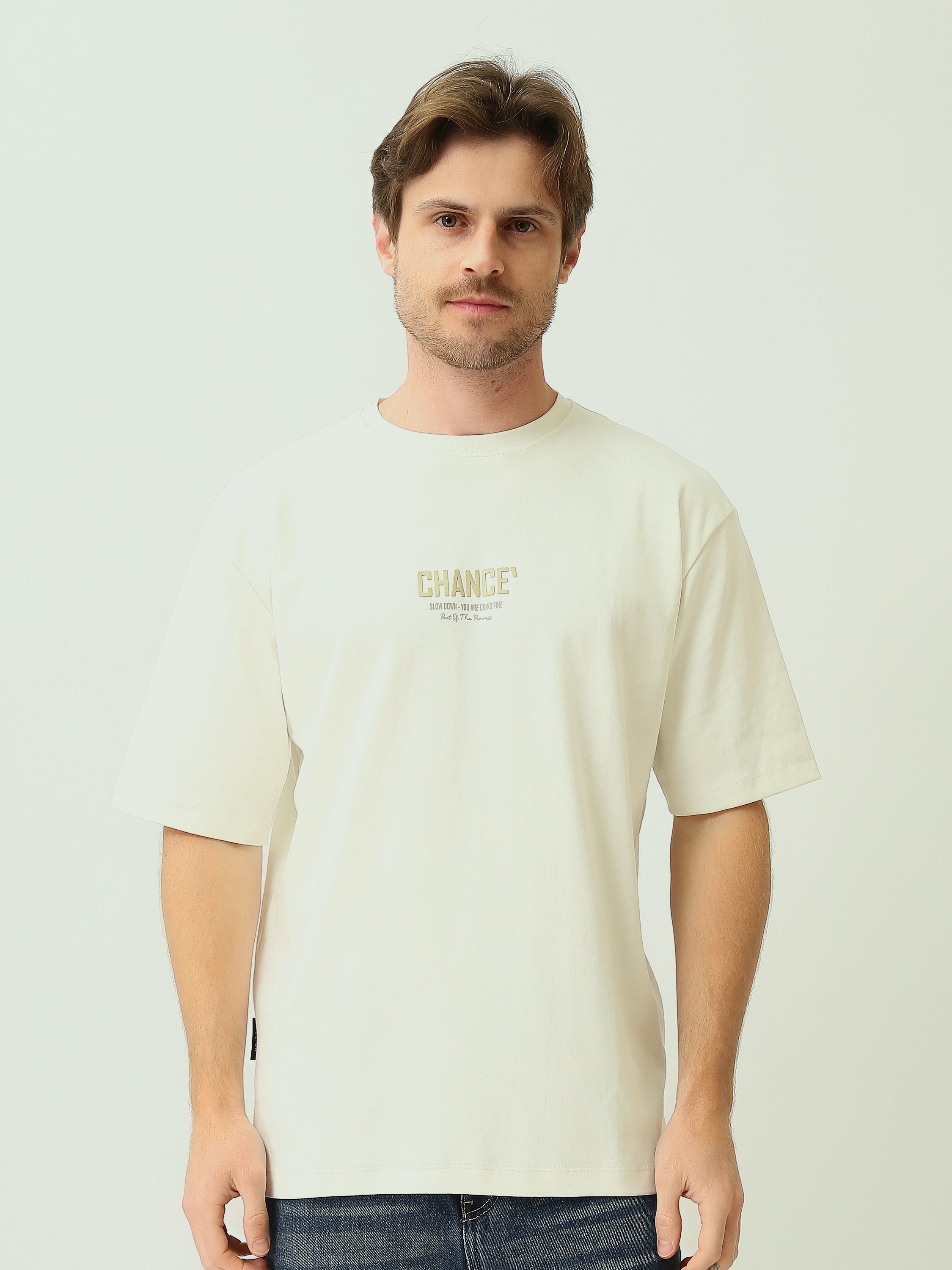 T-Shirt Homme Oversize à Manches Courtes avec Imprimé Minimaliste - TSH25SPRO20320TM1