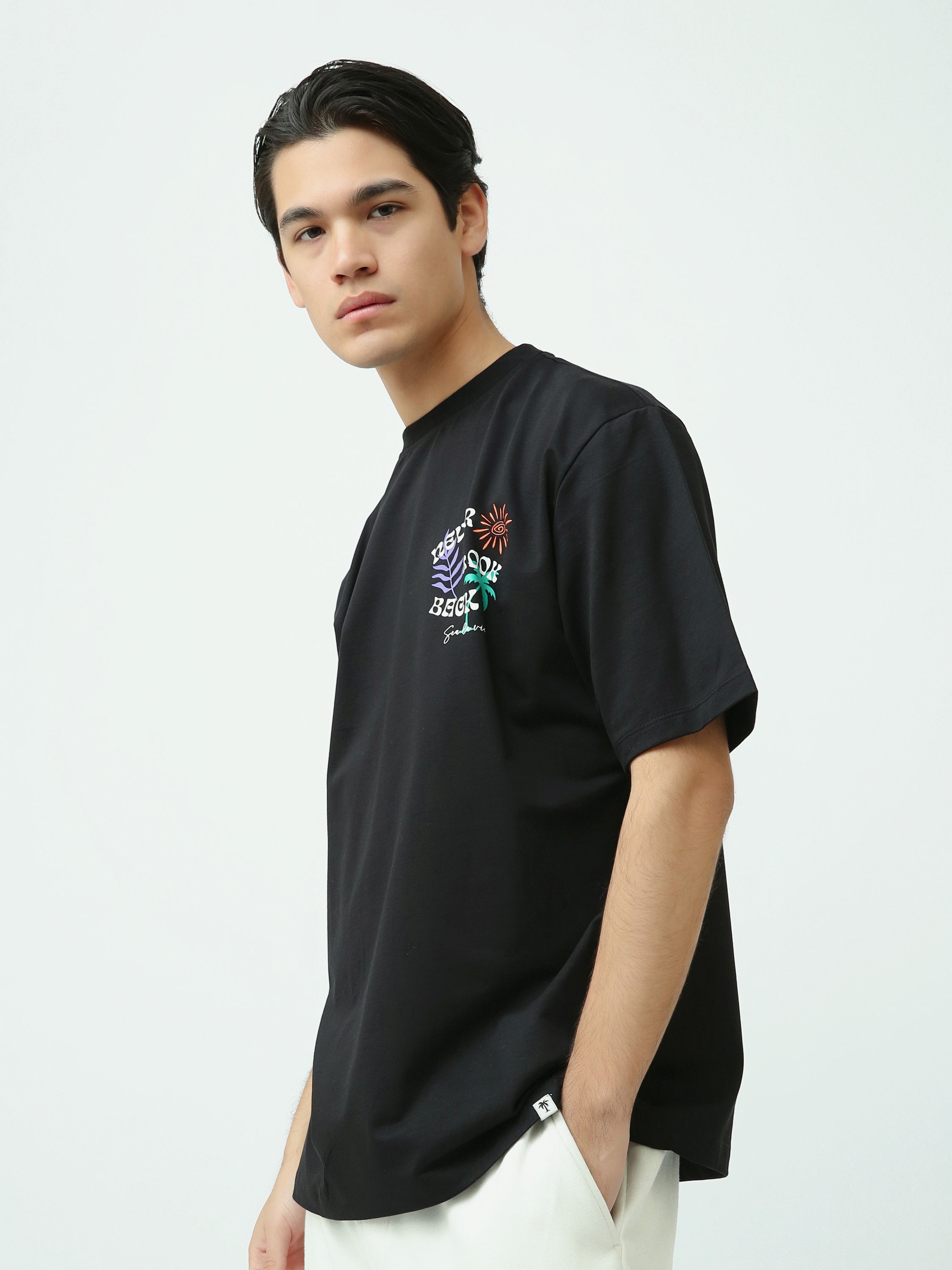 T-shirt Homme Noir Imprimé Graphique – Style Urbain Décontracté - TSH25SPRO20324TM1