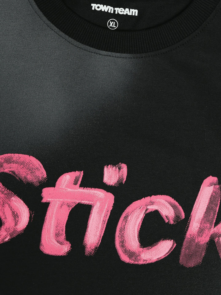 T-Shirt Homme Oversize à Imprimé Typographique Streetwear - TSH25SPRO20343TM1