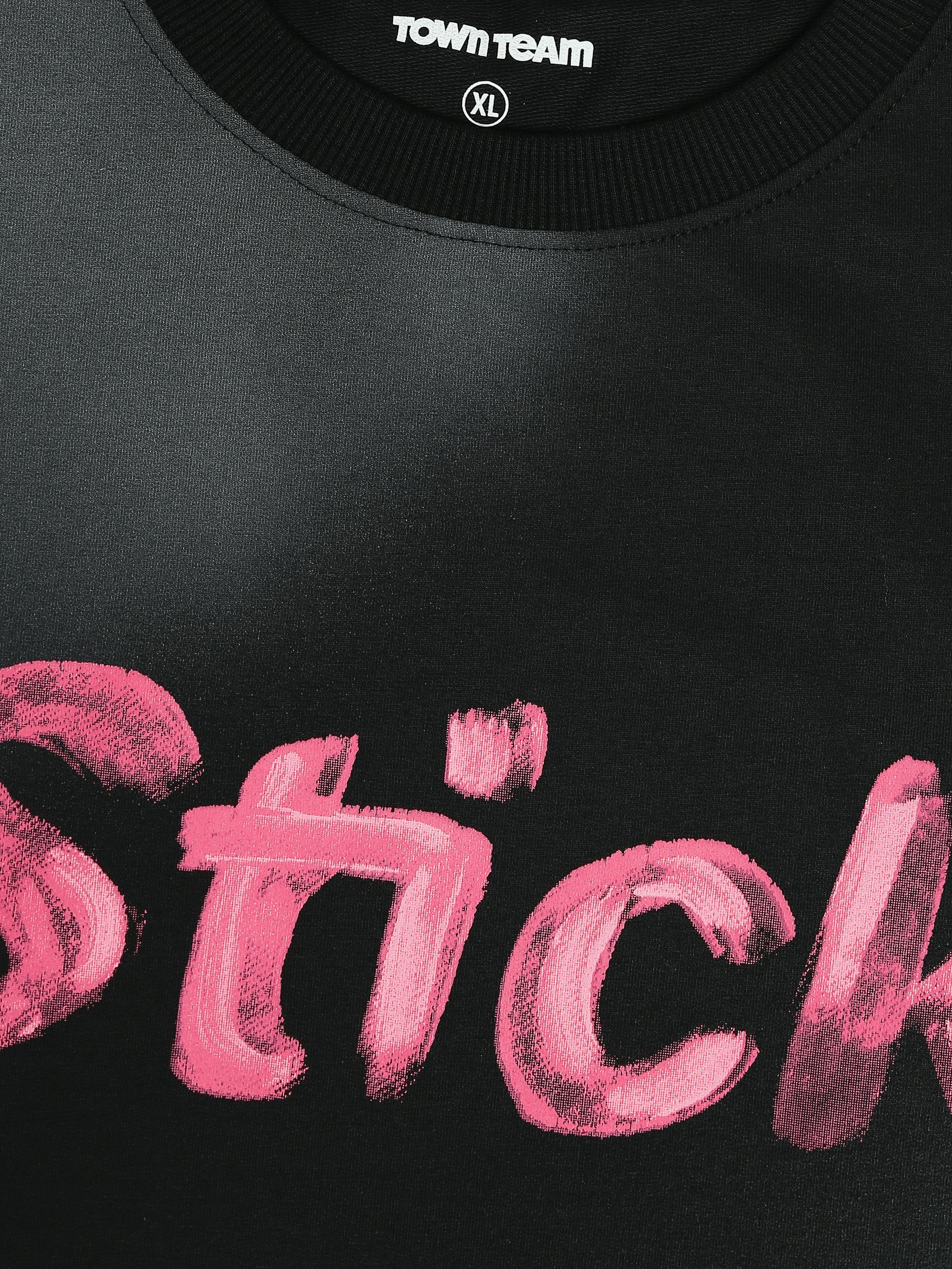 T-Shirt Homme Oversize à Imprimé Typographique Streetwear - TSH25SPRO20343TM1