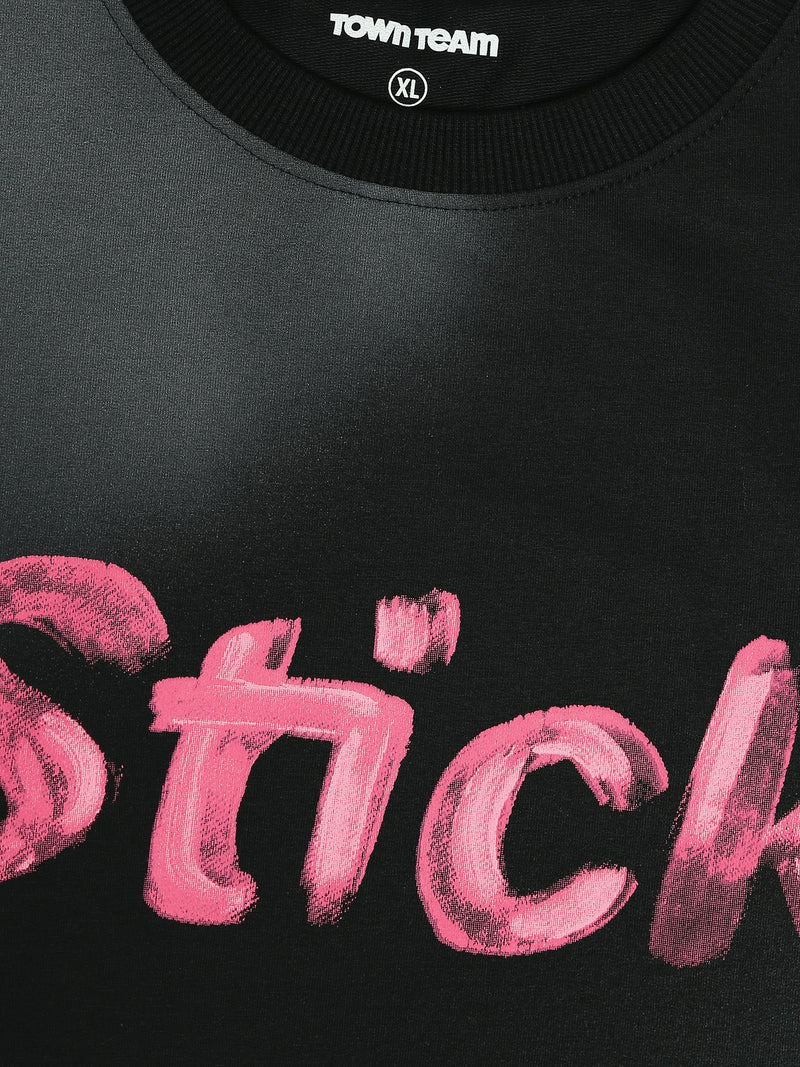 T-Shirt Homme Oversize à Imprimé Typographique Streetwear - TSH25SPRO20343TM1