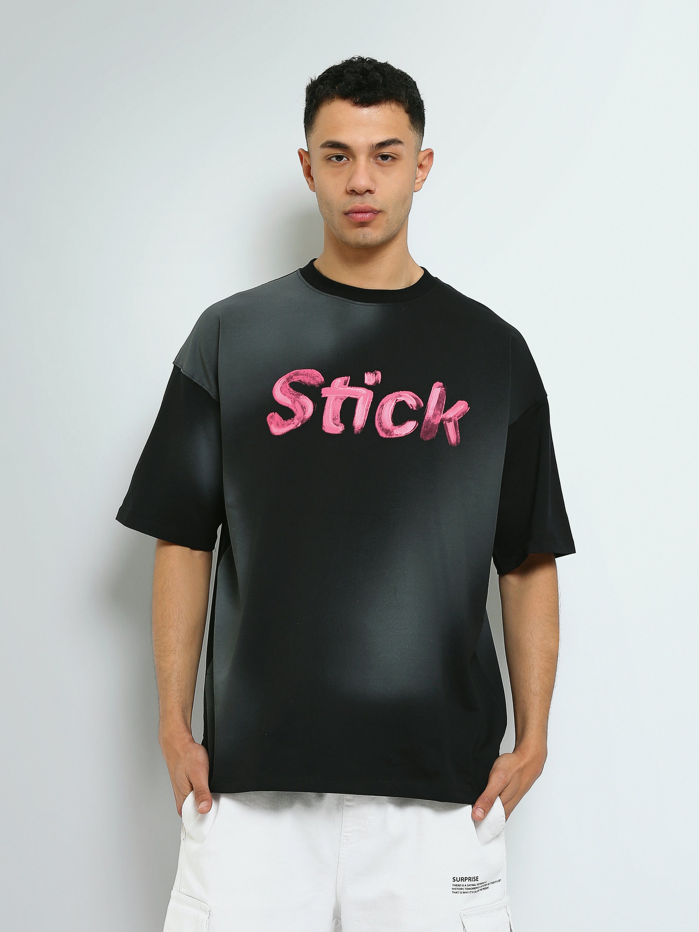 T-Shirt Homme Oversize à Imprimé Typographique Streetwear - TSH25SPRO20343TM1