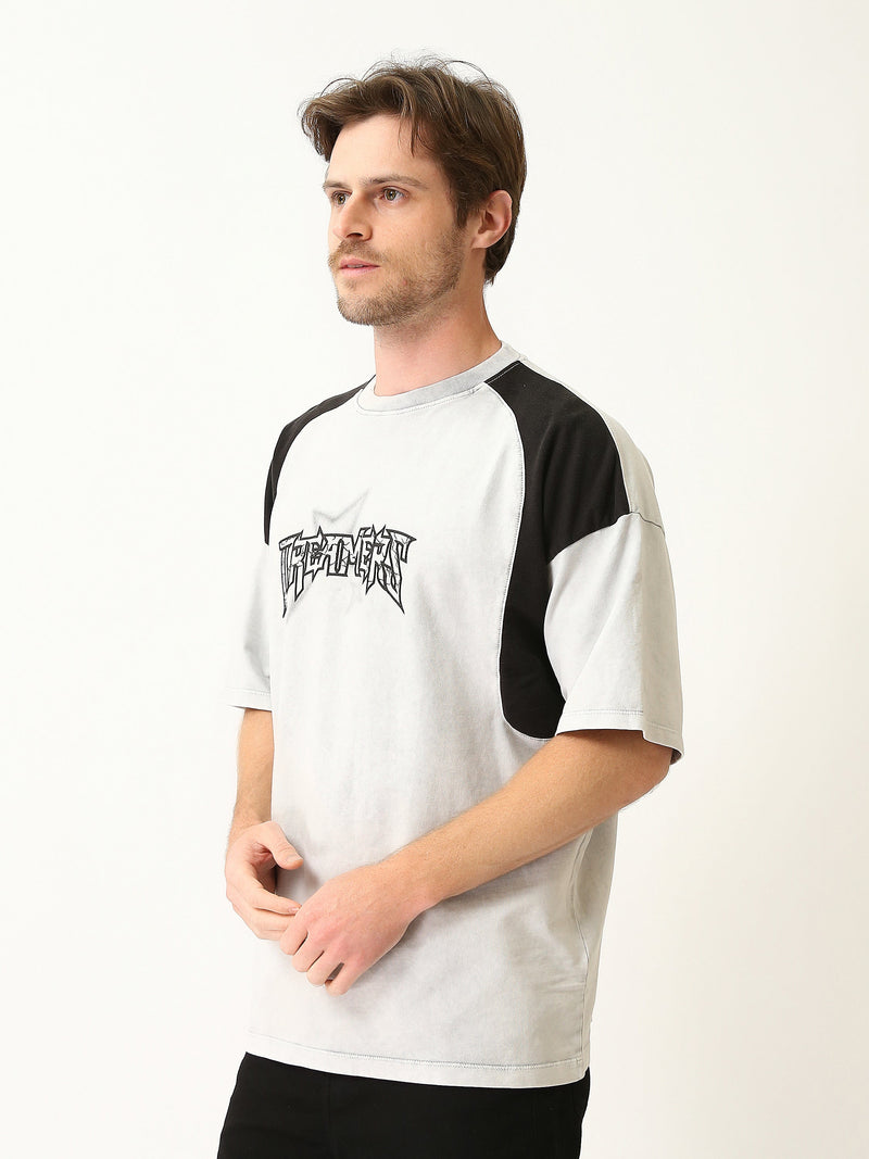 T-Shirt Homme Oversize à Manches Contrastées et Imprimé Graphique - TSH25SPRO20353TM1