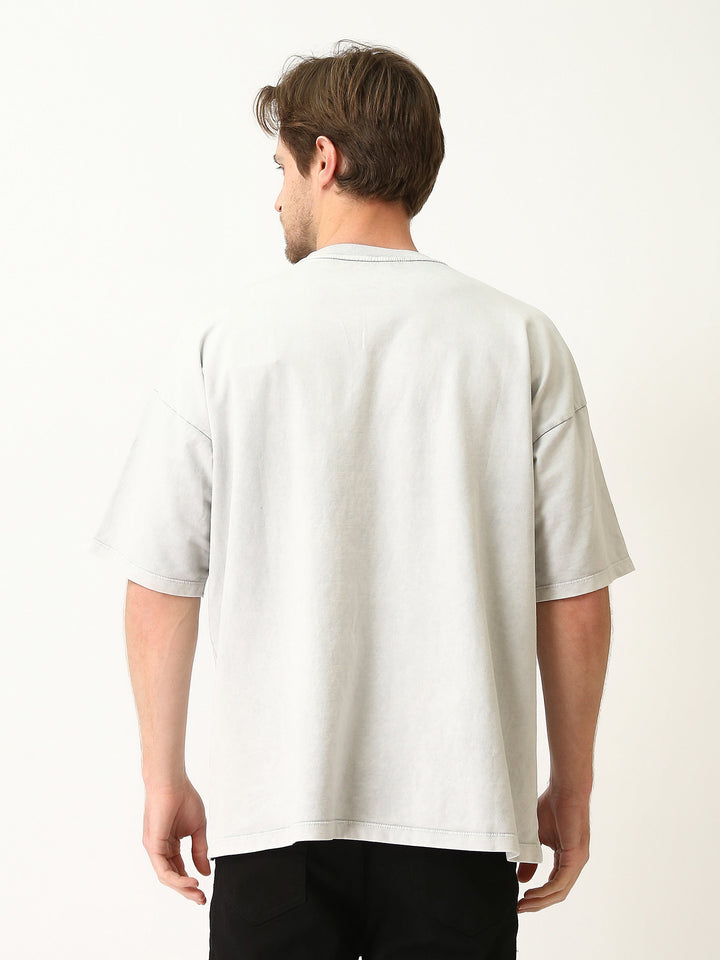 T-Shirt Homme Oversize à Manches Contrastées et Imprimé Graphique - TSH25SPRO20353TM1