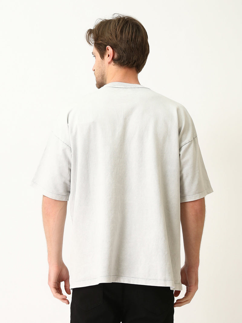 T-Shirt Homme Oversize à Manches Contrastées et Imprimé Graphique - TSH25SPRO20353TM1