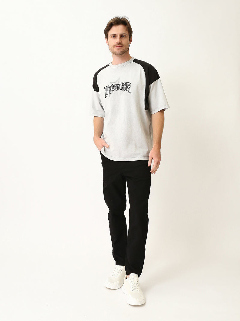 T-Shirt Homme Oversize à Manches Contrastées et Imprimé Graphique - TSH25SPRO20353TM1