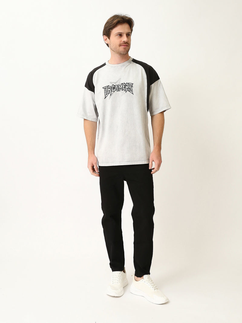 T-Shirt Homme Oversize à Manches Contrastées et Imprimé Graphique - TSH25SPRO20353TM1