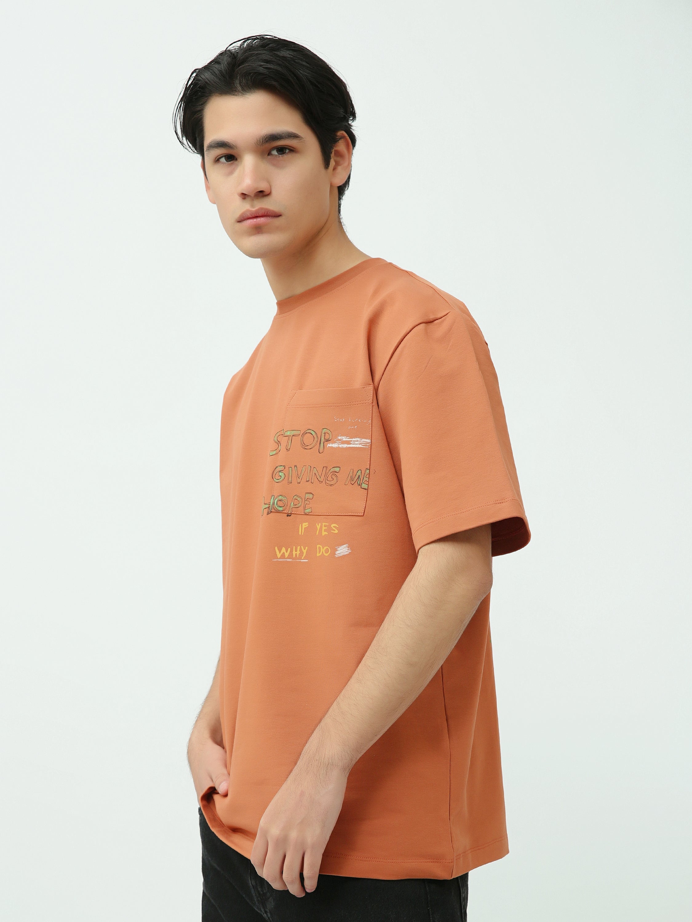 T-shirt homme manches courtes avec poche imprimée – Style urbain moderne - TSH25SPRO20356TM1