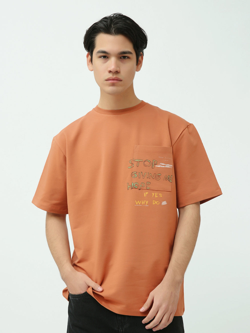 T-shirt homme manches courtes avec poche imprimée – Style urbain moderne - TSH25SPRO20356TM1