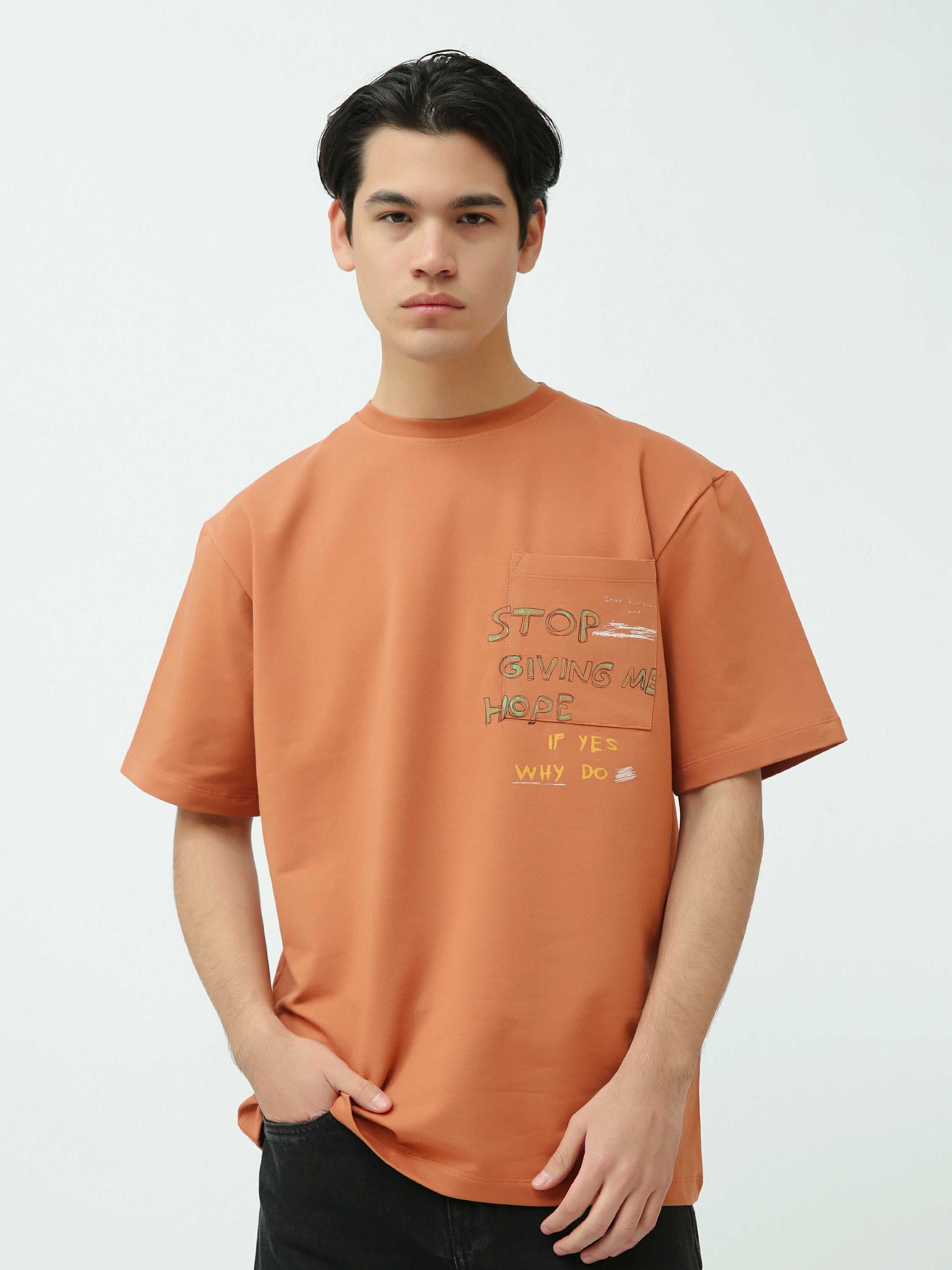 T-shirt homme manches courtes avec poche imprimée – Style urbain moderne - TSH25SPRO20356TM1