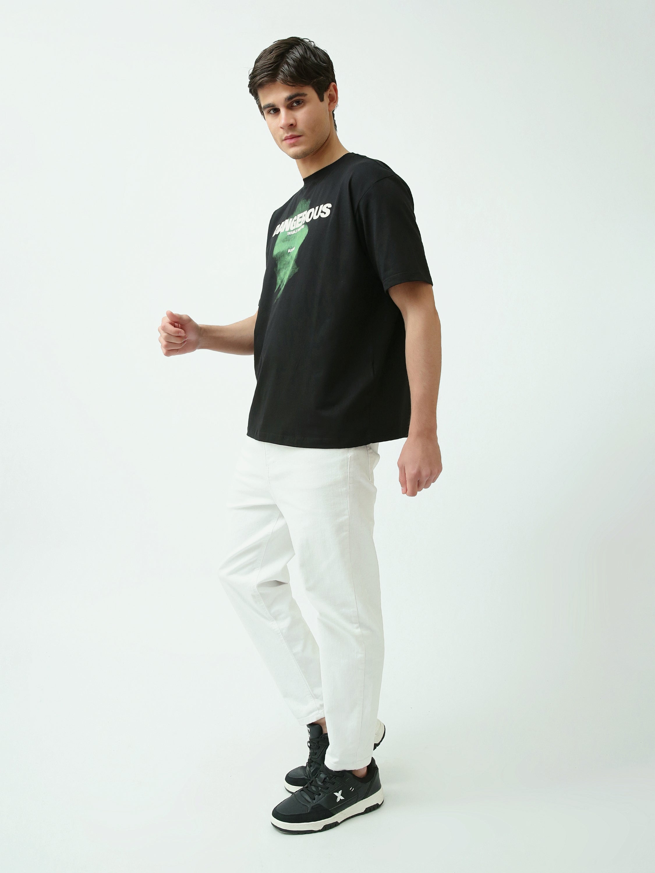 T-Shirt Homme Oversize à Imprimé Graphique Abstrait - TSH25SPRO20401TM1