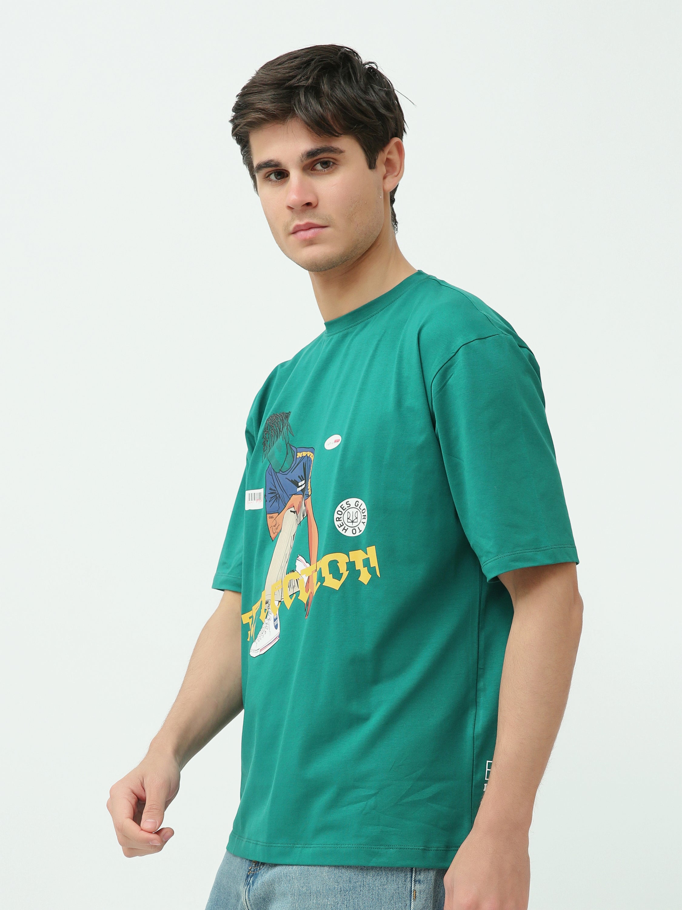 T-Shirt Homme Oversize à Imprimé Illustration Streetwear - TSH25SPRO20407TM1