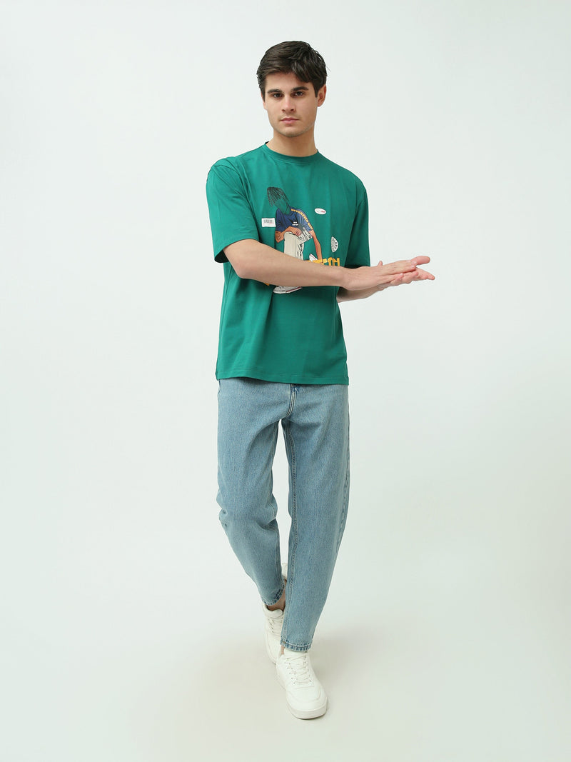 T-Shirt Homme Oversize à Imprimé Illustration Streetwear - TSH25SPRO20407TM1