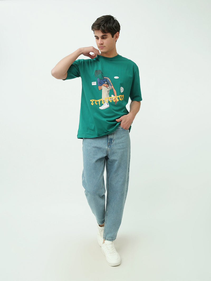 T-Shirt Homme Oversize à Imprimé Illustration Streetwear - TSH25SPRO20407TM1