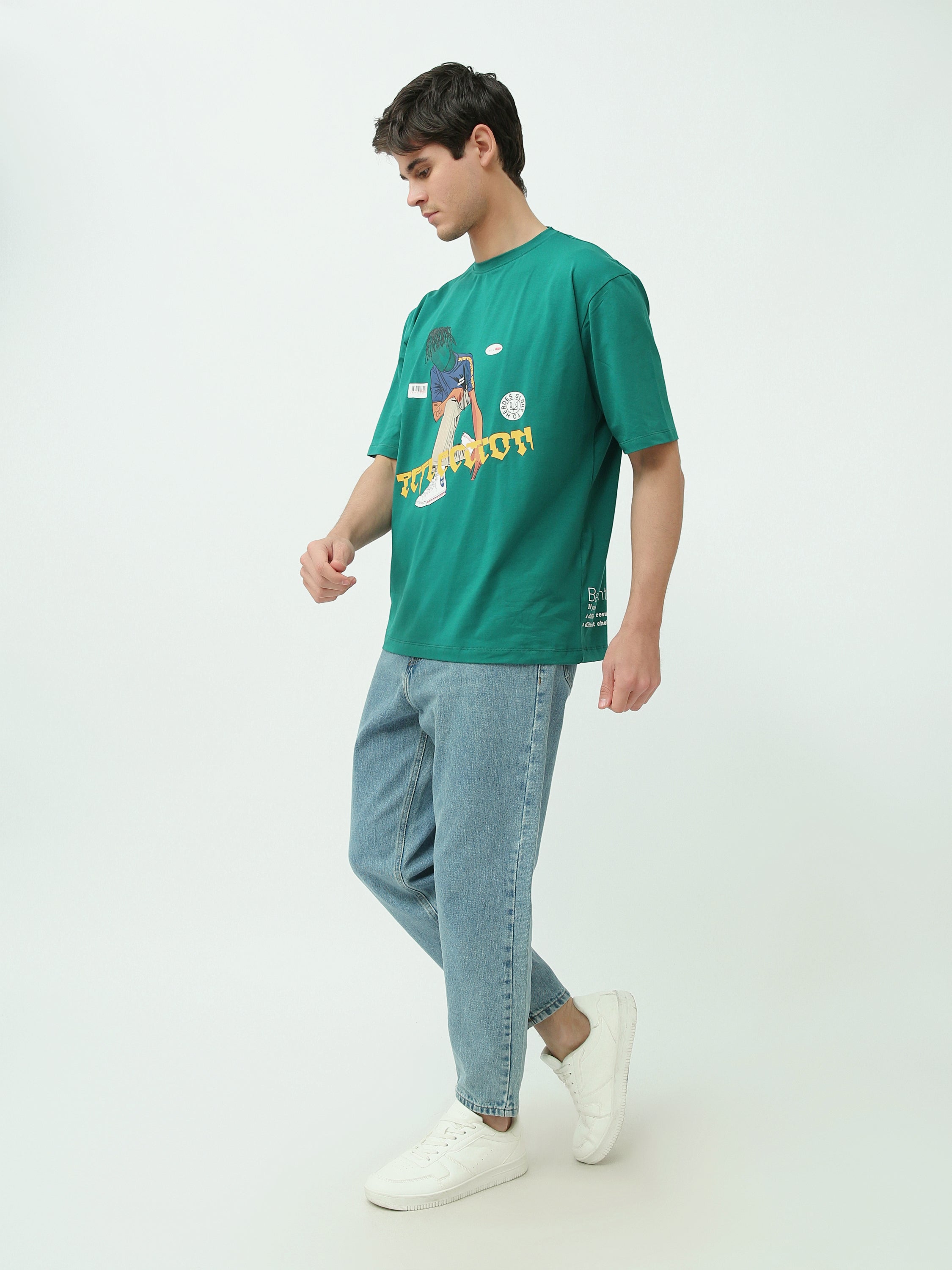 T-Shirt Homme Oversize à Imprimé Illustration Streetwear - TSH25SPRO20407TM1