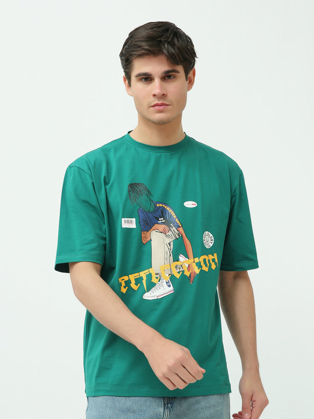 T-Shirt Homme Oversize à Imprimé Illustration Streetwear - TSH25SPRO20407TM1