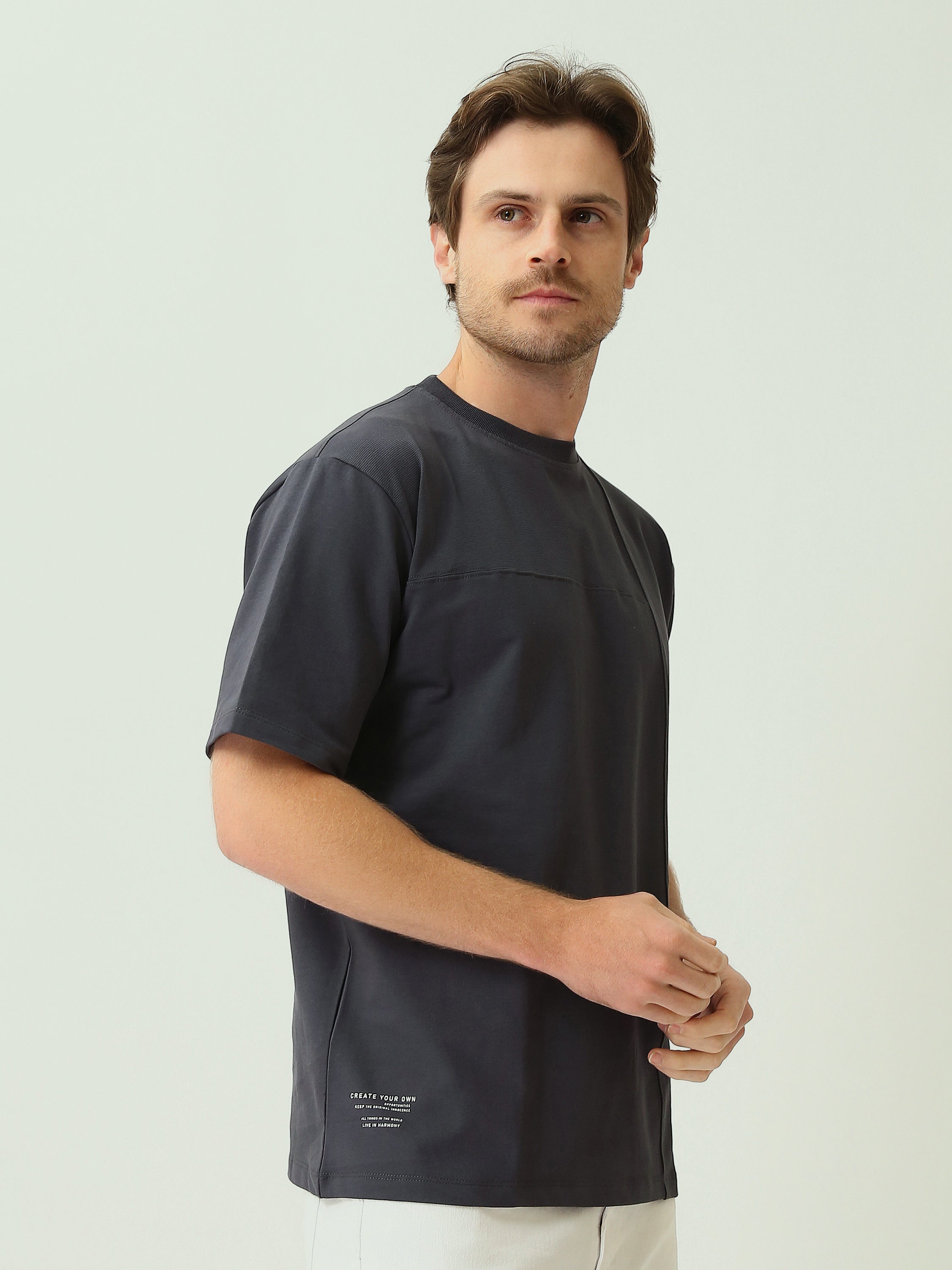 T-shirt Homme Oversize Uni à Coutures Structurées - TSH25SPRO20432TM1