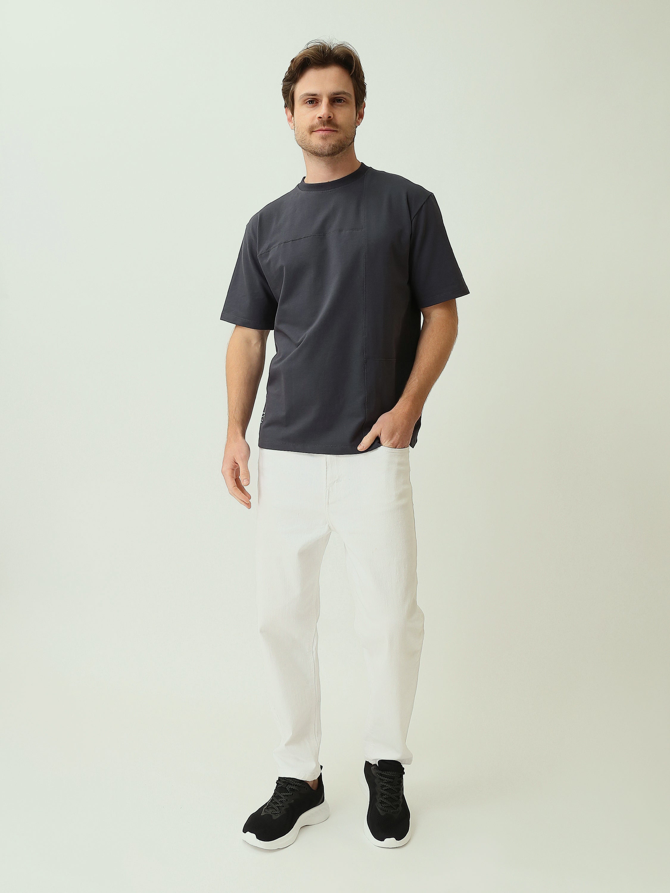 T-shirt Homme Oversize Uni à Coutures Structurées - TSH25SPRO20432TM1