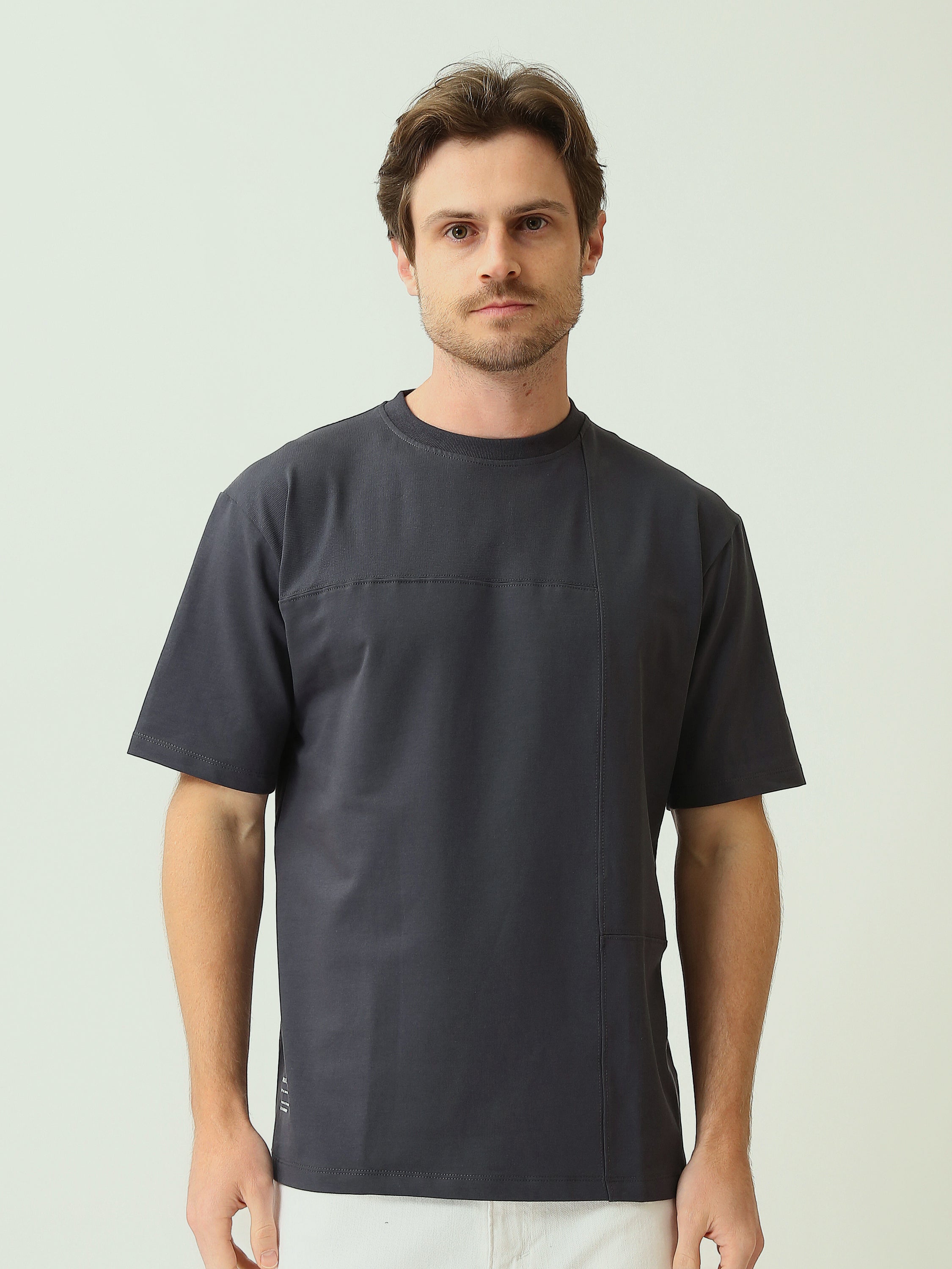 T-shirt Homme Oversize Uni à Coutures Structurées - TSH25SPRO20432TM1