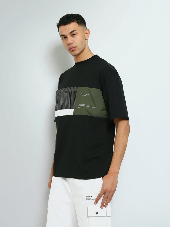 T-shirt Homme Oversize à Empiècements Graphiques - TSH25SPRO20433TM1