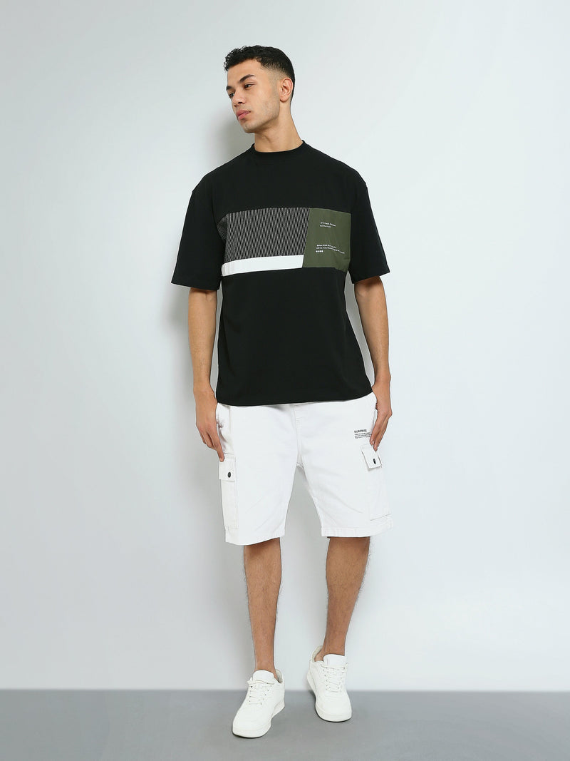 T-shirt Homme Oversize à Empiècements Graphiques - TSH25SPRO20433TM1