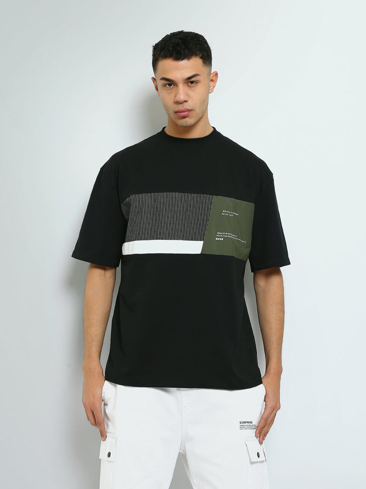 T-shirt Homme Oversize à Empiècements Graphiques - TSH25SPRO20433TM1