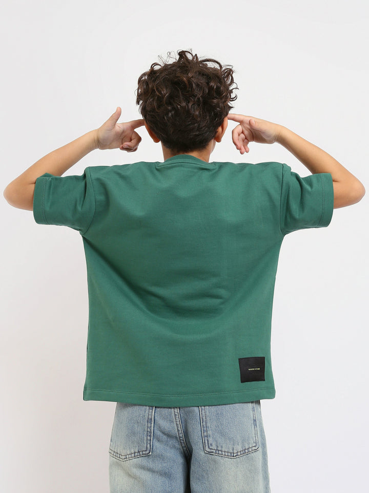 T-shirt Garçon Vert "Start" – Style Décontracté avec Broderie Voiture - TSH25SPRO20445TB1