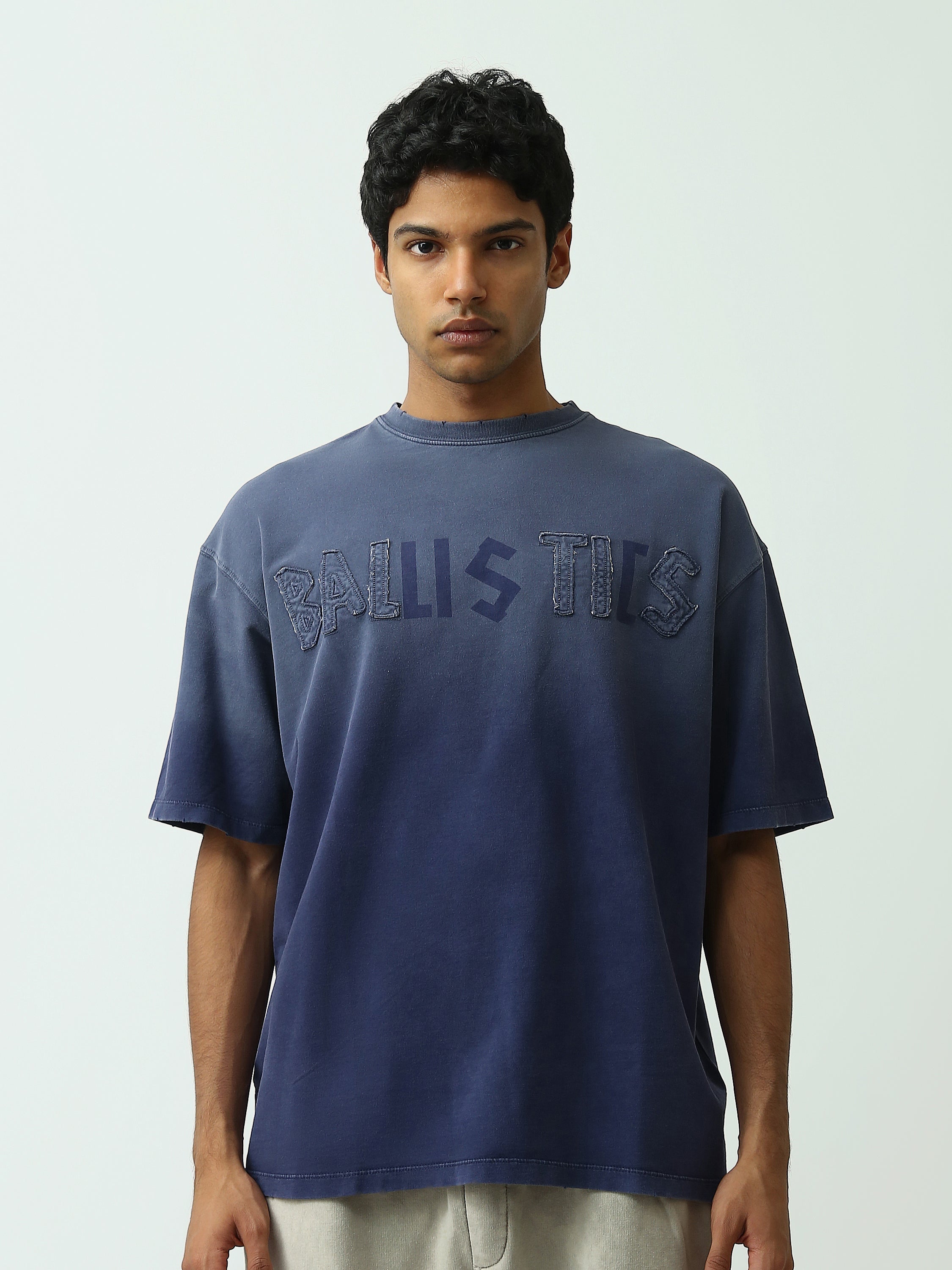 T-Shirt Homme Oversize à Lettrage Brodé Effet Vintage - TSH25SPRO20446TM1