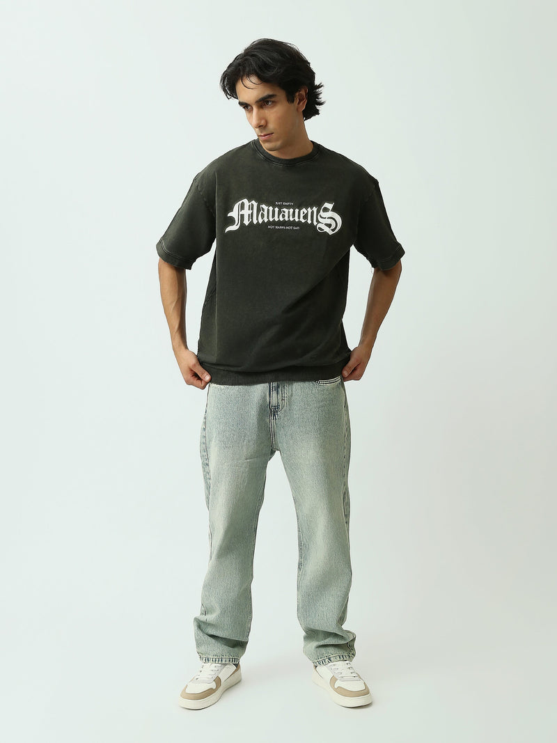 T-Shirt Homme Oversize à Lettrage Gothique Effet Vintage - TSH25SPRO20449TM1