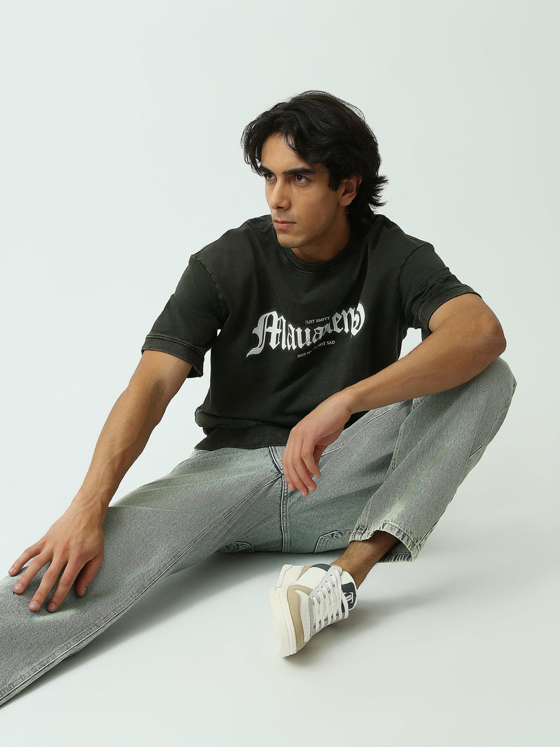 T-Shirt Homme Oversize à Lettrage Gothique Effet Vintage - TSH25SPRO20449TM1