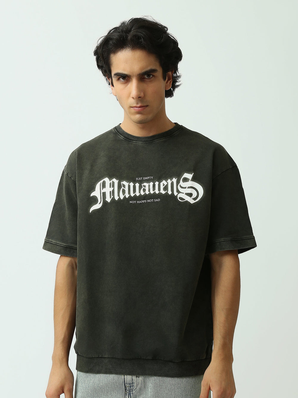 T-Shirt Homme Oversize à Lettrage Gothique Effet Vintage - TSH25SPRO20449TM1