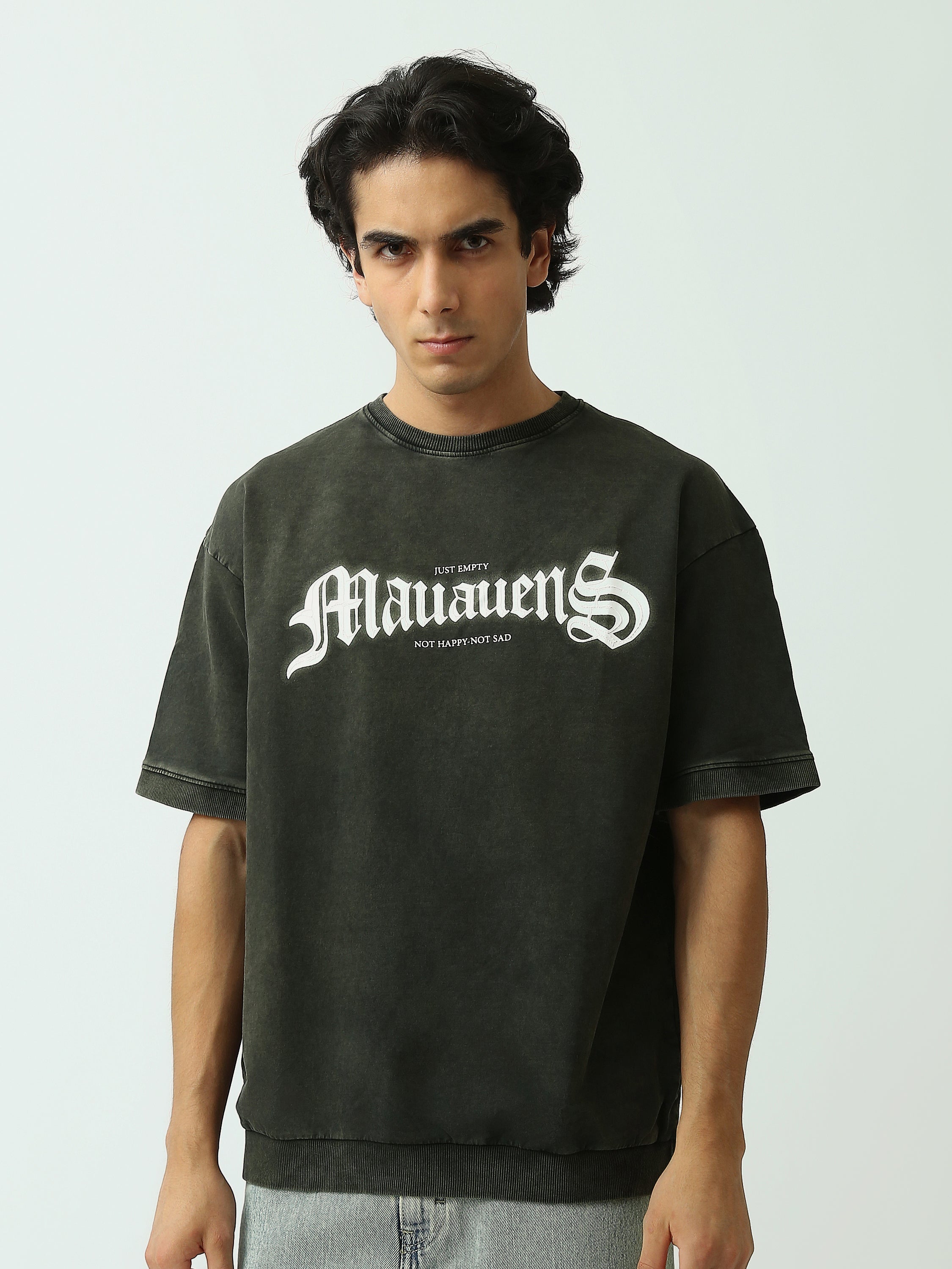 T-Shirt Homme Oversize à Lettrage Gothique Effet Vintage - TSH25SPRO20449TM1