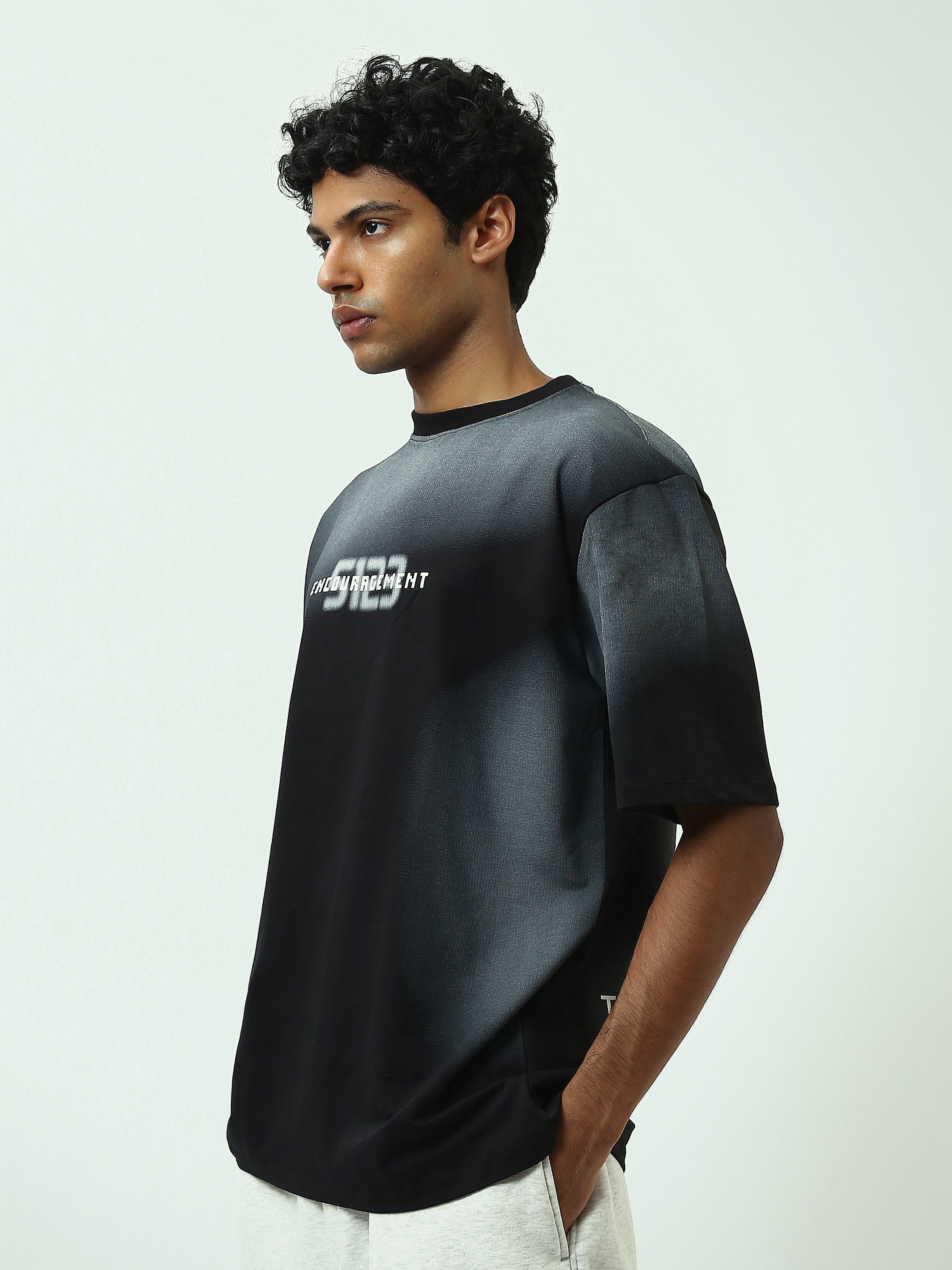T-Shirt Homme Oversize à Imprimé Typographique Streetwear - TSH25SPRO20453TM1