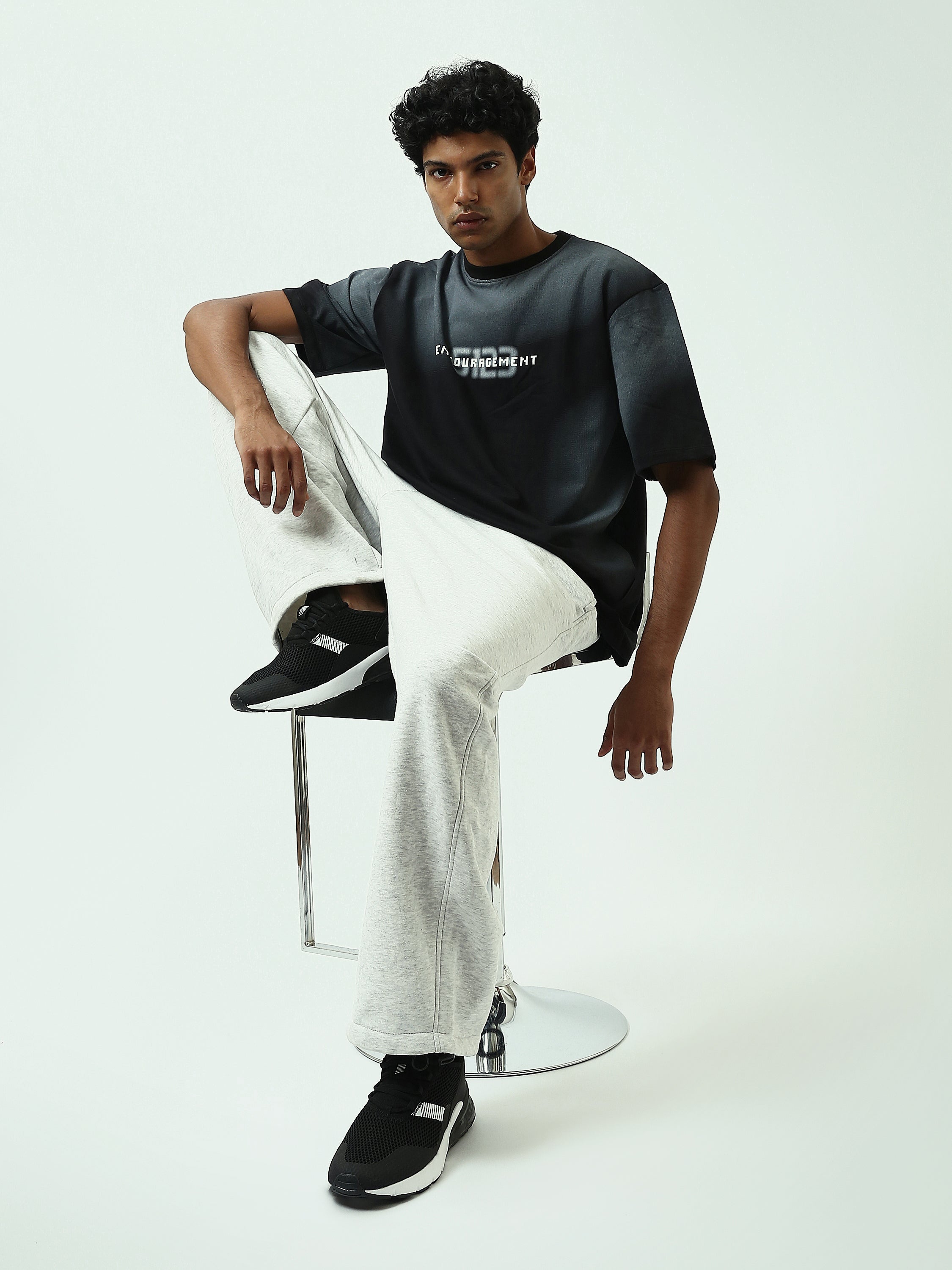 T-Shirt Homme Oversize à Imprimé Typographique Streetwear - TSH25SPRO20453TM1