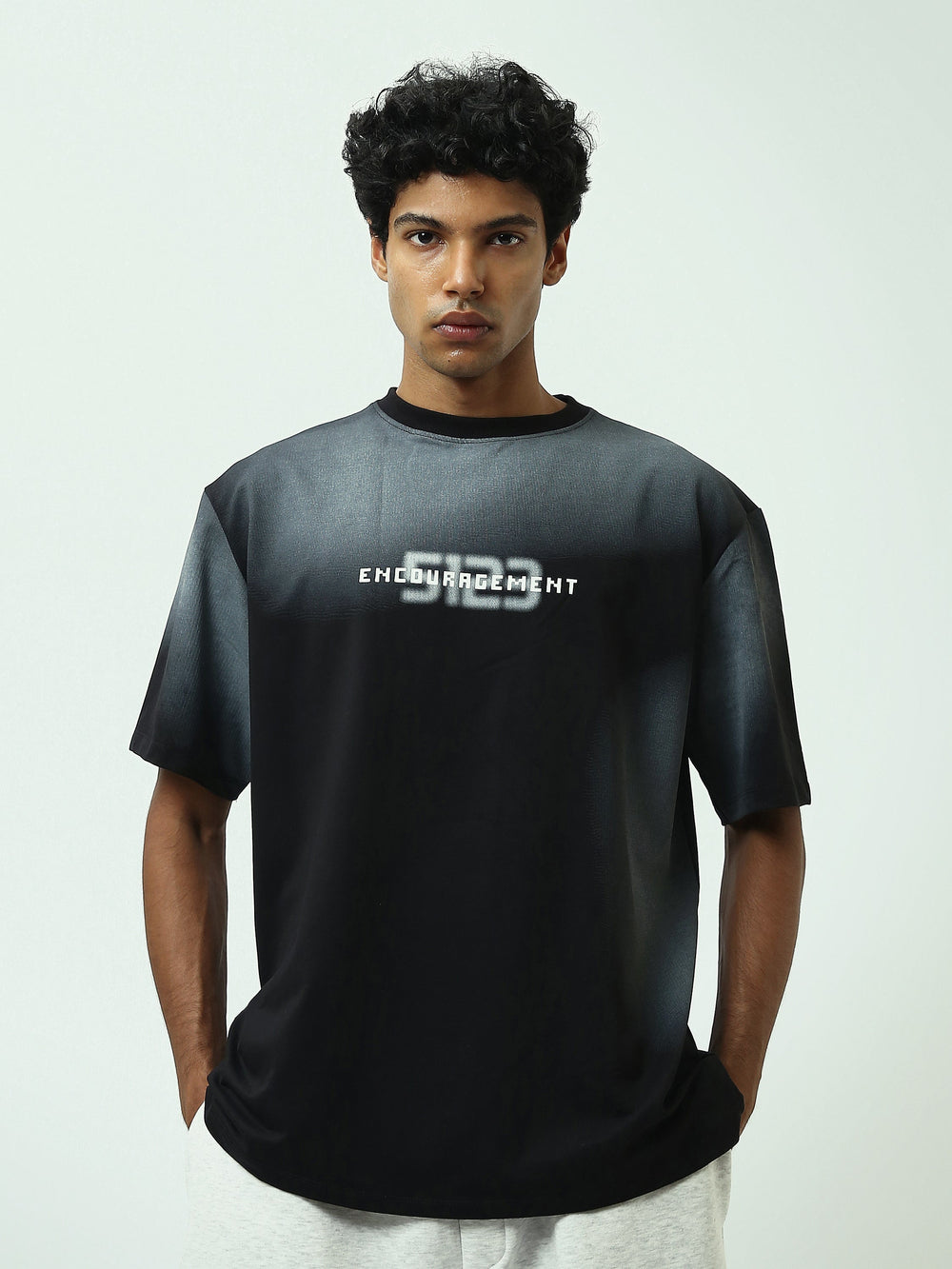 T-Shirt Homme Oversize à Imprimé Typographique Streetwear - TSH25SPRO20453TM1