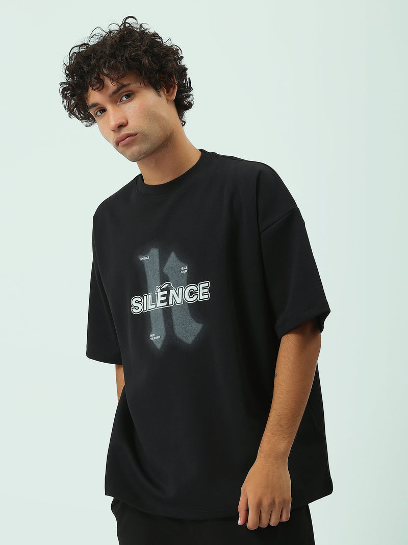 T-shirt Oversize Homme à Imprimé Silence Streetwear - TSH25SPRO20486TM1