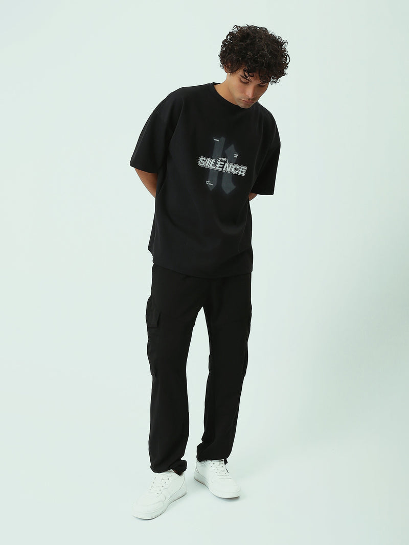 T-shirt Oversize Homme à Imprimé Silence Streetwear - TSH25SPRO20486TM1