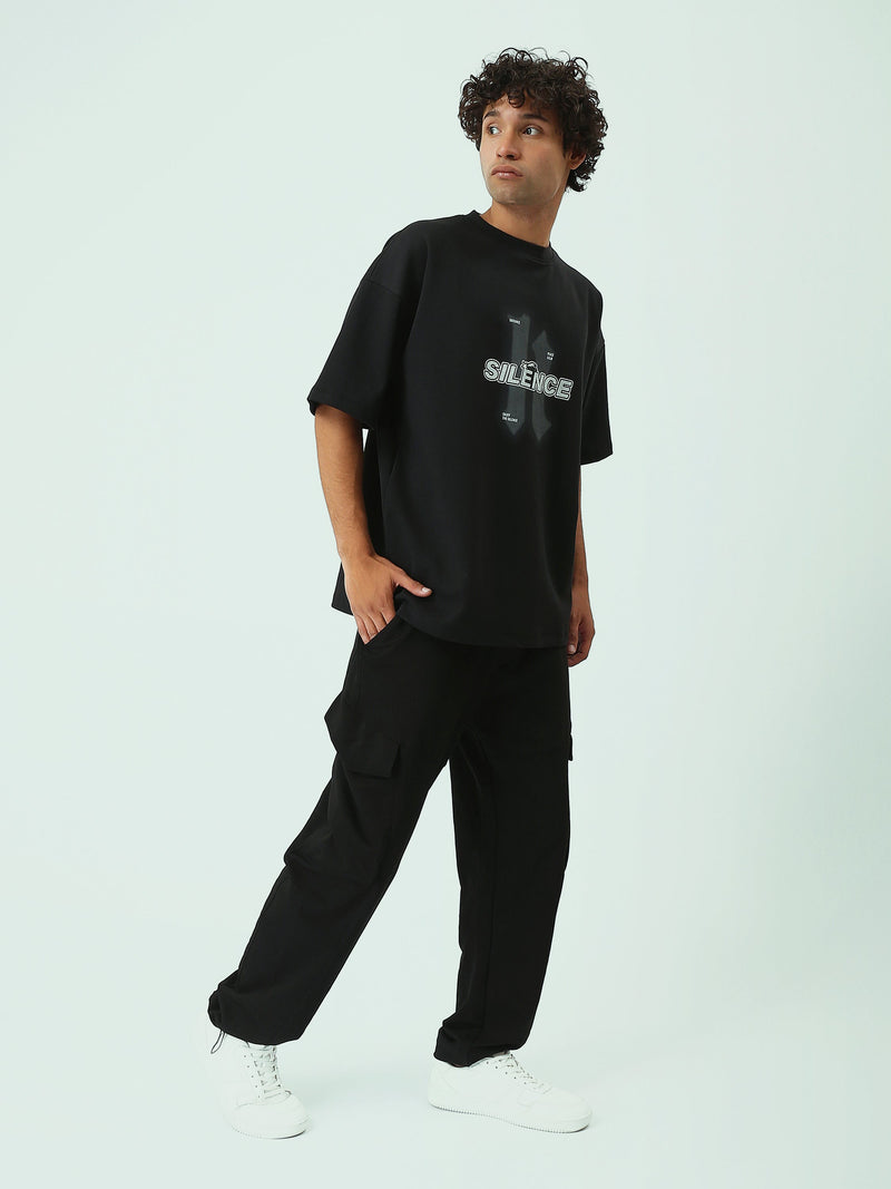 T-shirt Oversize Homme à Imprimé Silence Streetwear - TSH25SPRO20486TM1