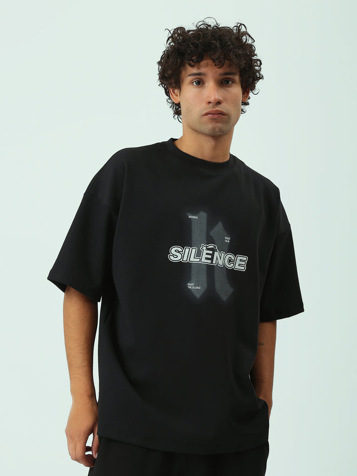 T-shirt Oversize Homme à Imprimé Silence Streetwear - TSH25SPRO20486TM1