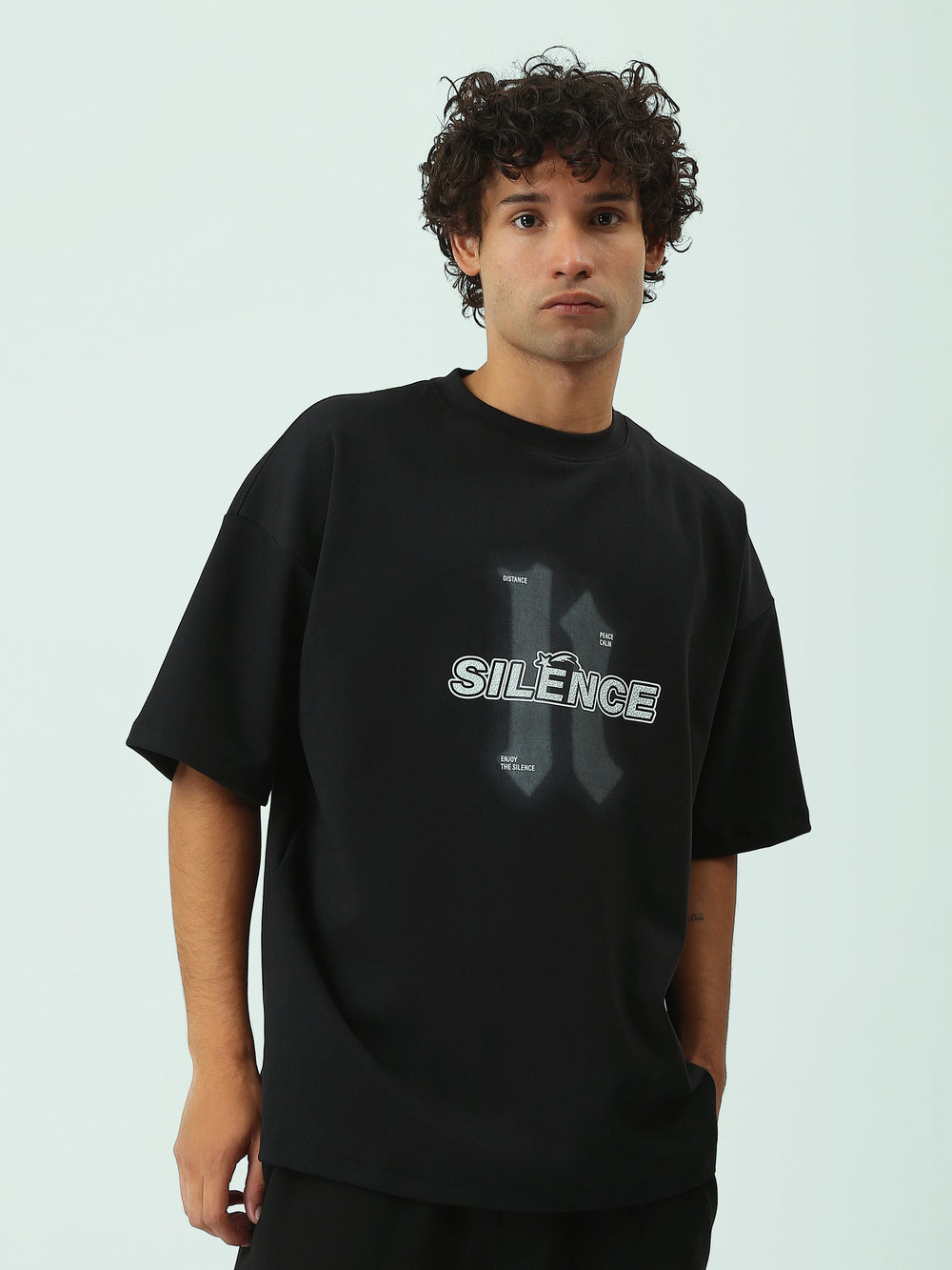 T-shirt Oversize Homme à Imprimé Silence Streetwear - TSH25SPRO20486TM1