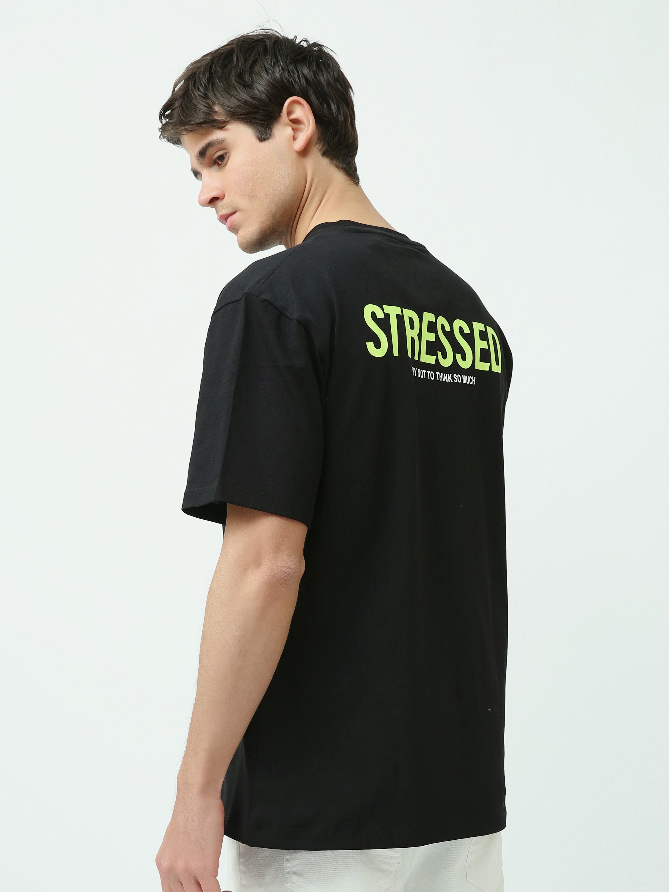 T-shirt Homme Oversize à Imprimé Graphique Stressed - TSH25SPRO20489TM1