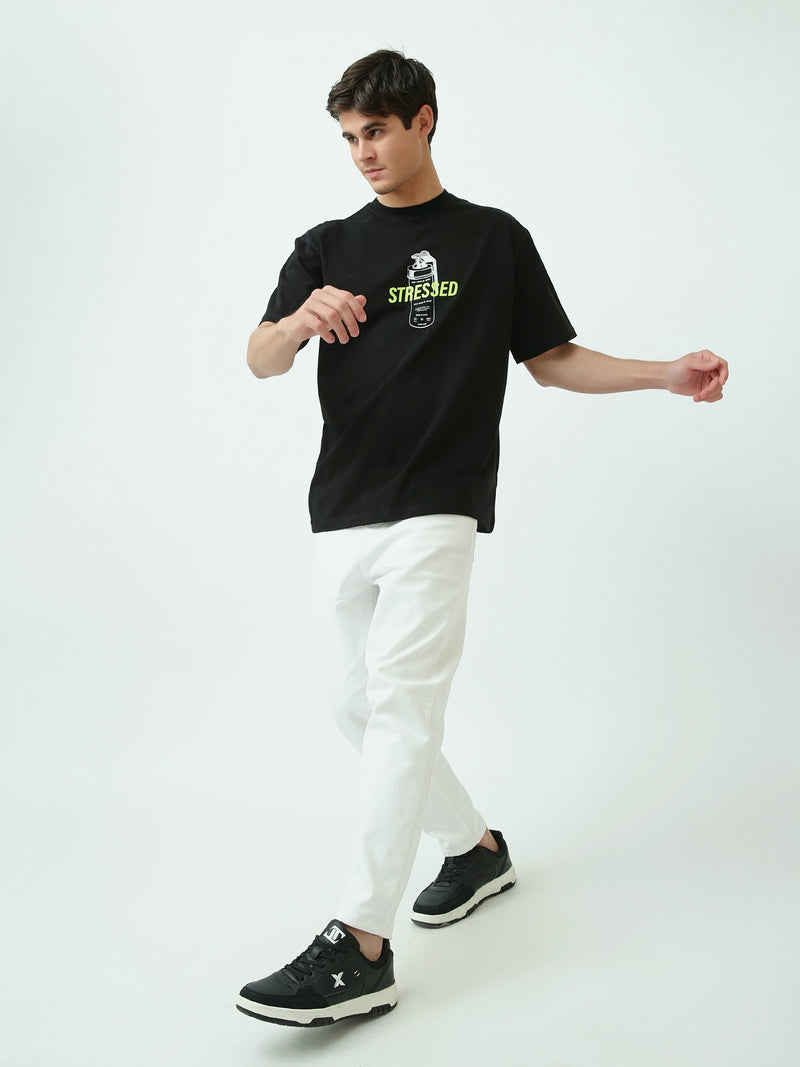 T-shirt Homme Oversize à Imprimé Graphique Stressed - TSH25SPRO20489TM1