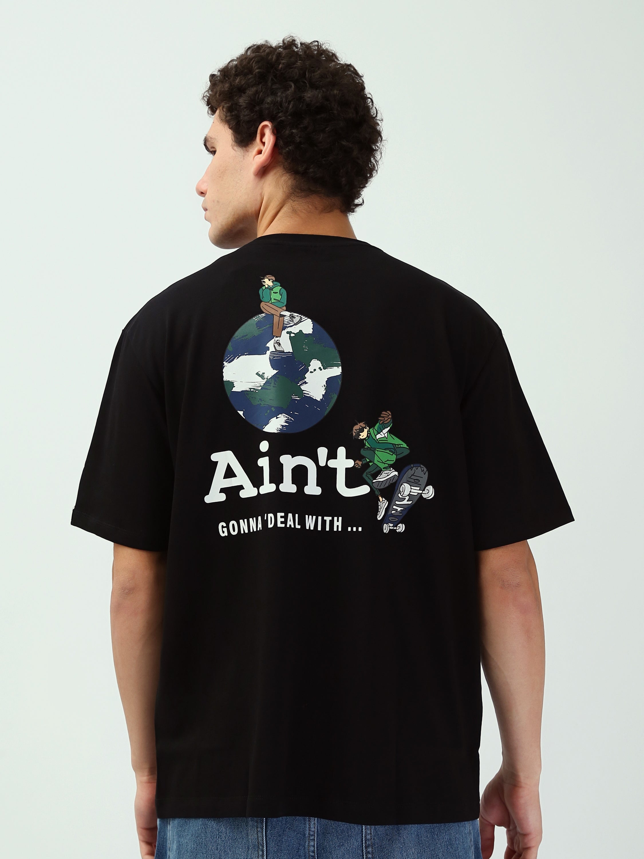 T-shirt Homme Oversize à Imprimés Graphiques Streetwear - TSH25SPRO20495TM1