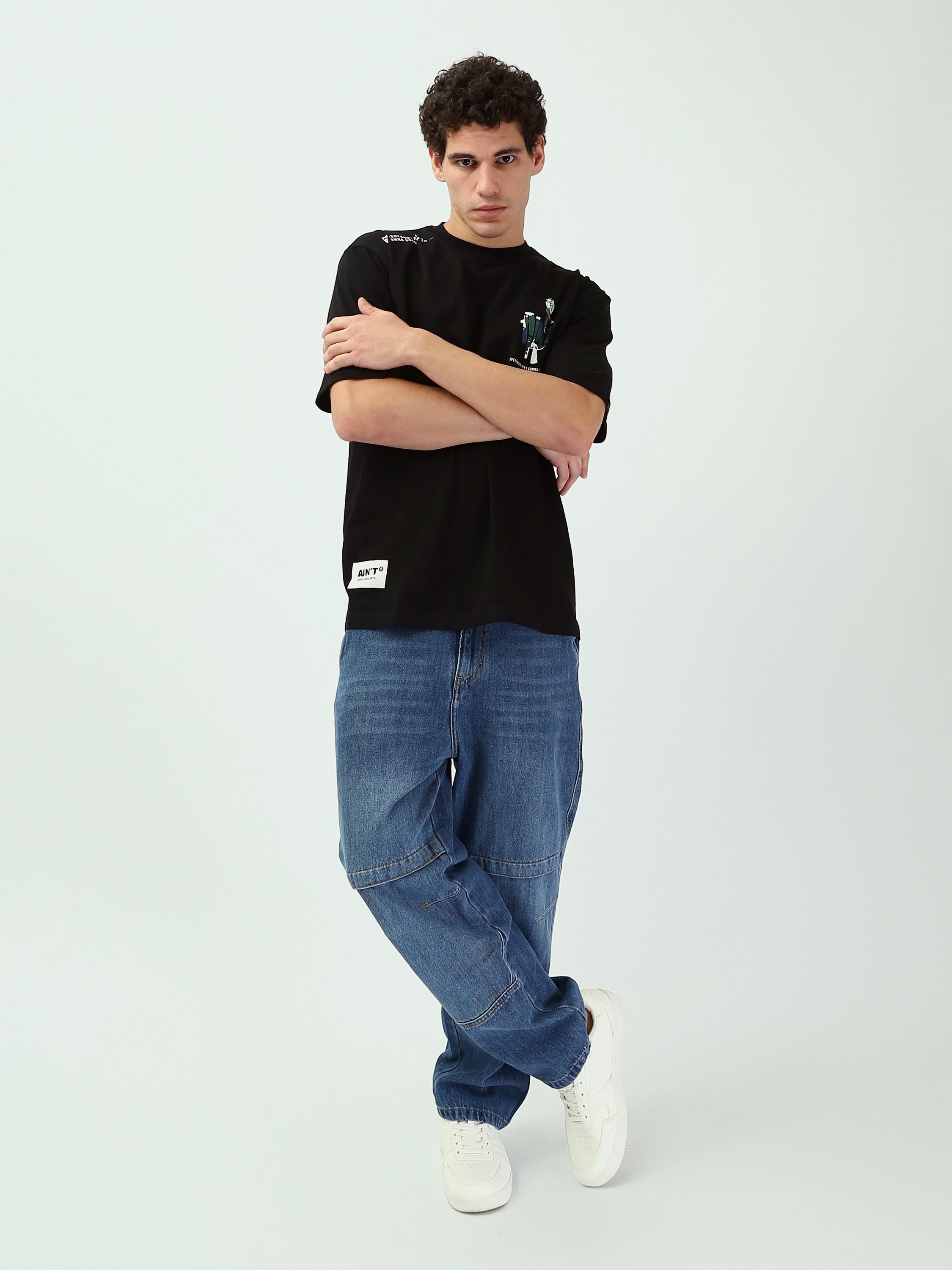 T-shirt Homme Oversize à Imprimés Graphiques Streetwear - TSH25SPRO20495TM1