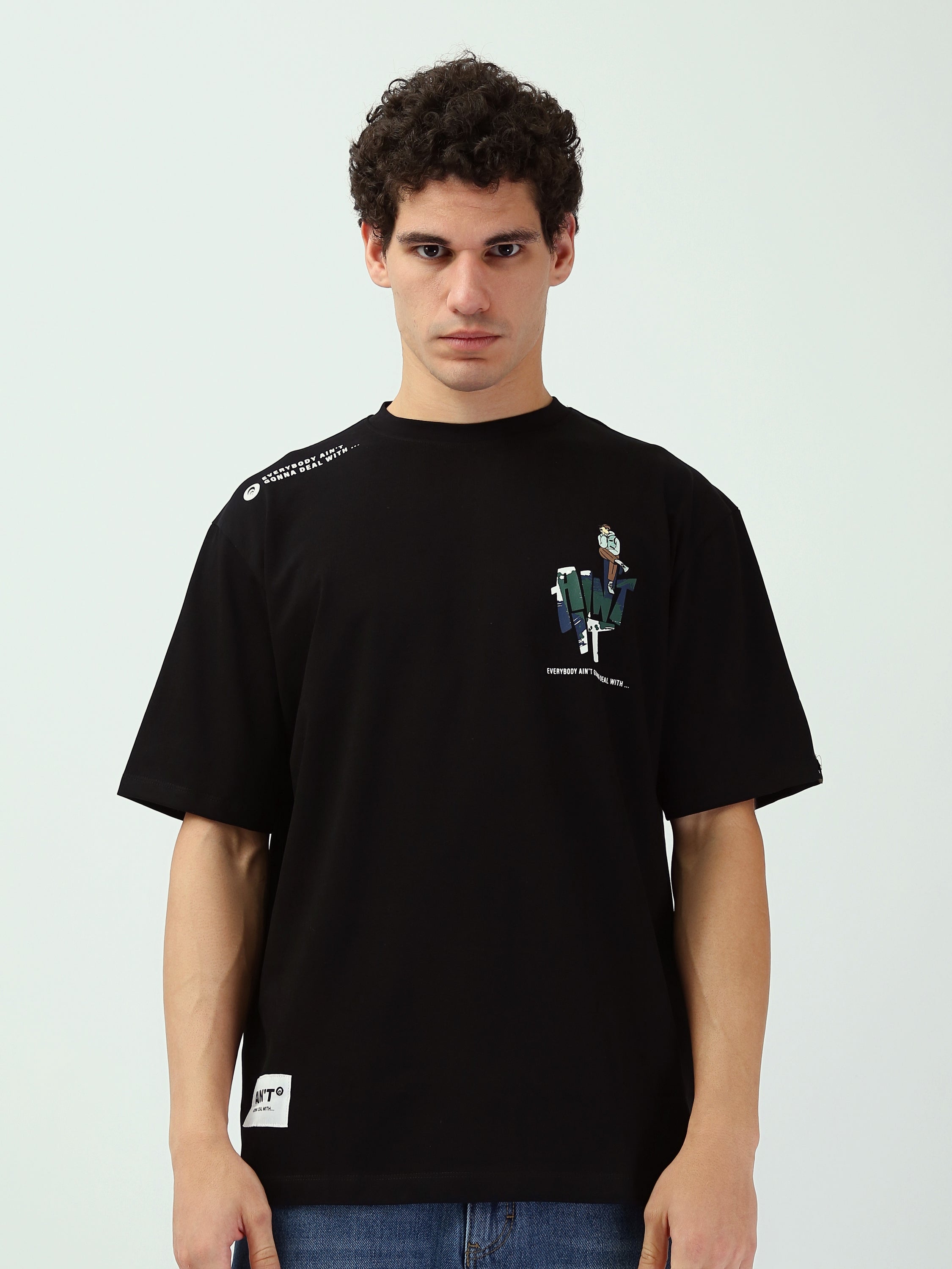 T-shirt Homme Oversize à Imprimés Graphiques Streetwear - TSH25SPRO20495TM1