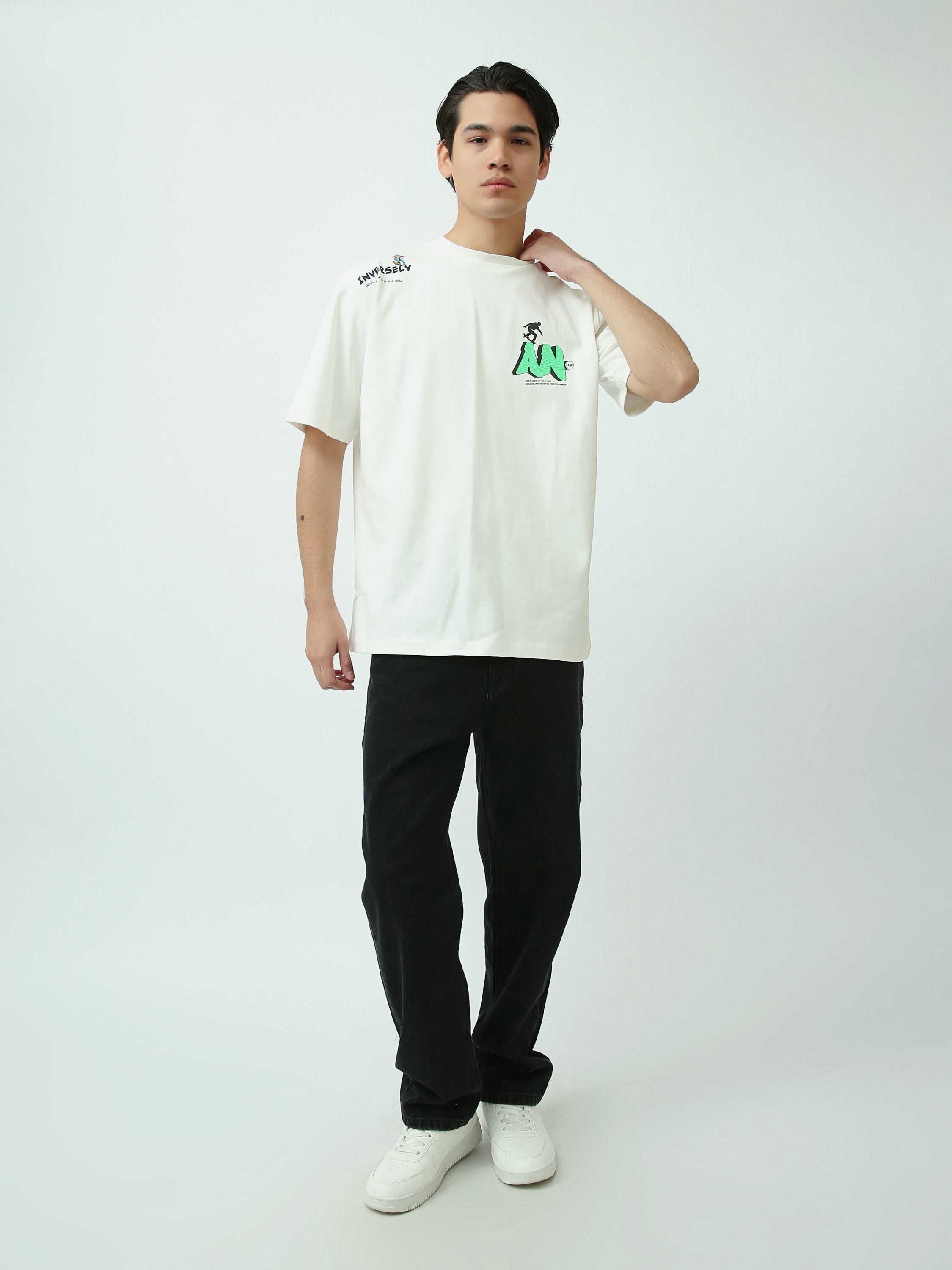 T-Shirt Oversize Homme à Imprimés Graphiques Streetwear - TSH25SPRO20496TM1