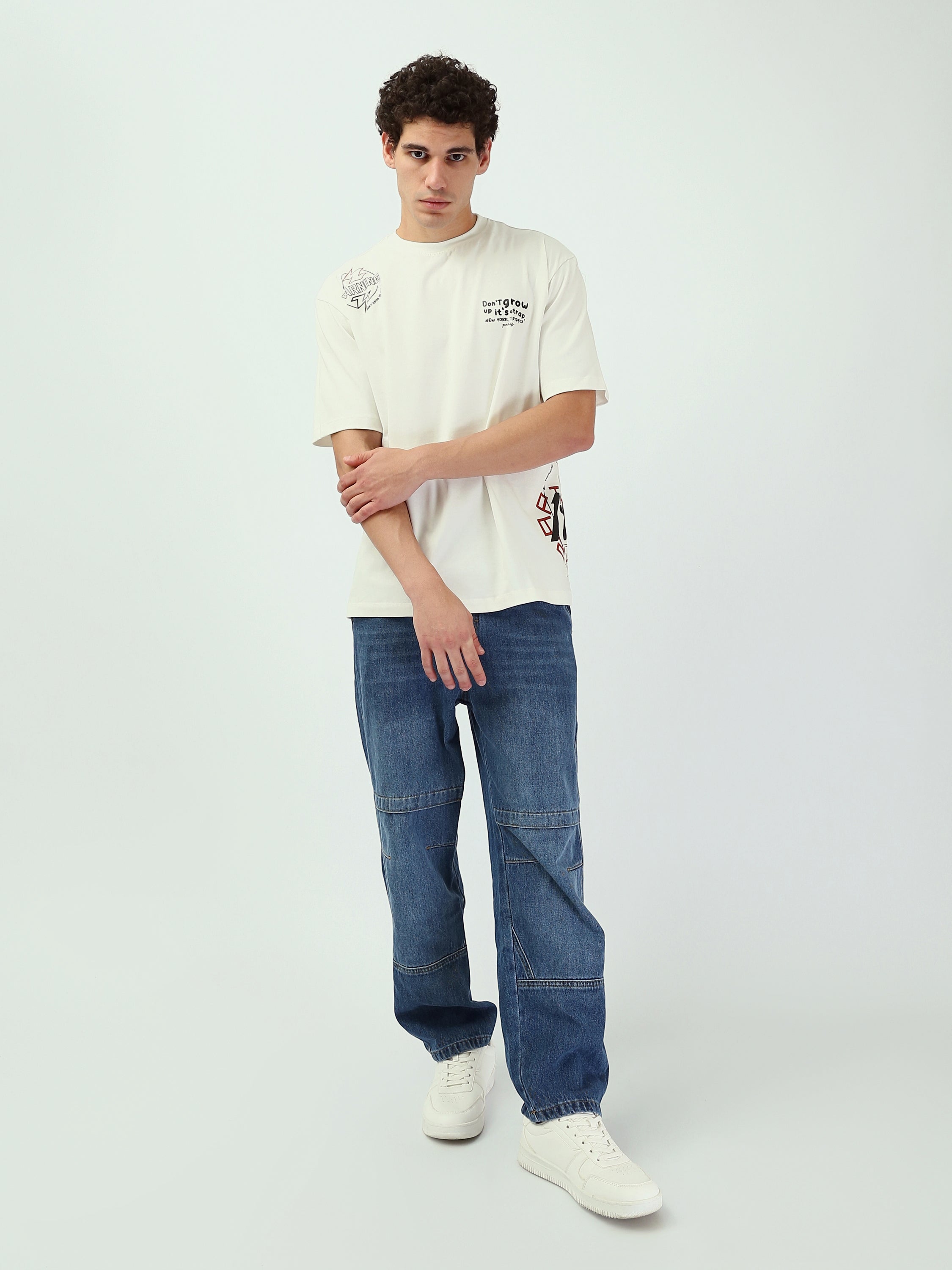 T-shirt Homme Oversize à Imprimés Graphiques Streetwear - TSH25SPRO20498TM1
