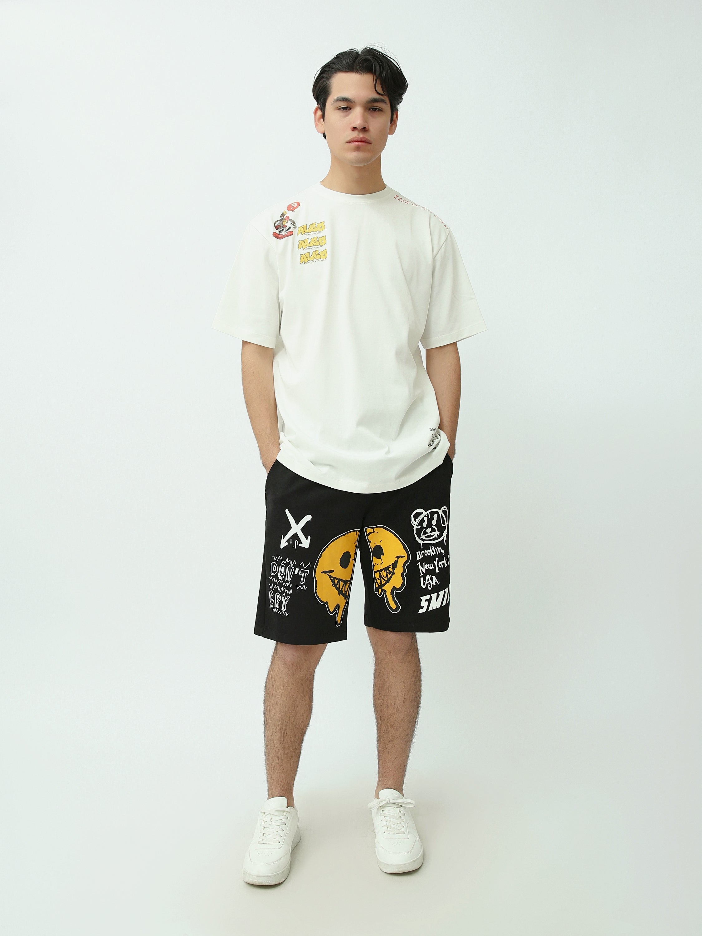 T-Shirt Homme Oversize à Imprimés Graphiques Streetwear - TSH25SPRO20499TM1