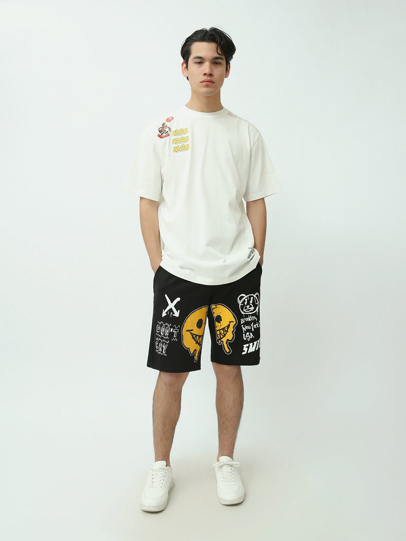 T-Shirt Homme Oversize à Imprimés Graphiques Streetwear - TSH25SPRO20499TM1